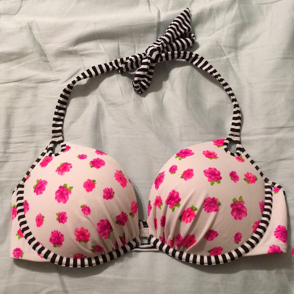 Victoria Secret floral/stripe Bikini Top